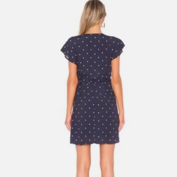 Rails Brenna True Wrap Mini Dress in Navy with White Micro Dot - Picture 2 of 6